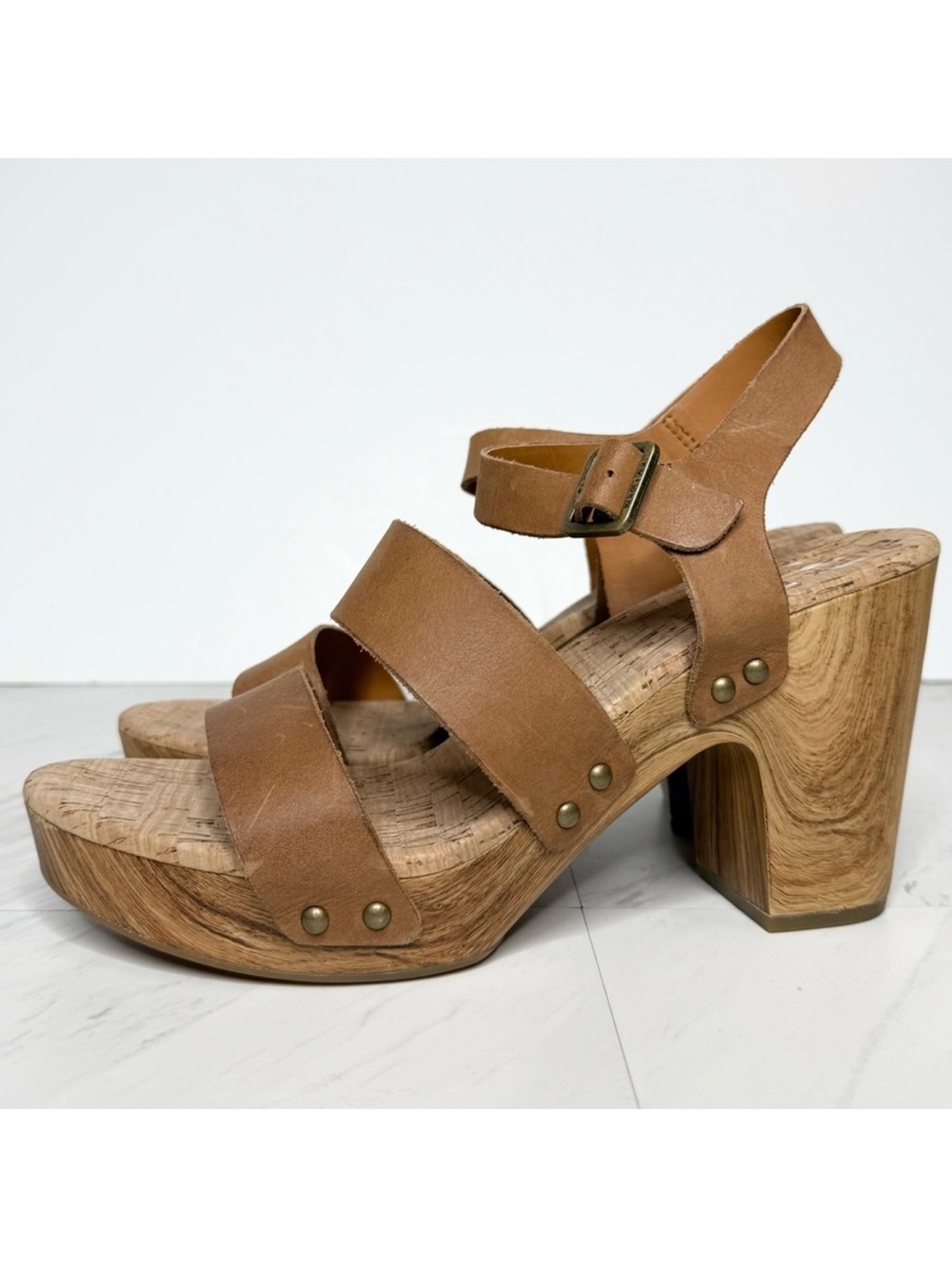Kork Ease Della Brown Leather Platform Sandal 11M